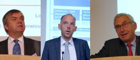 v.r.n.l. Dr. Otto-Werner Marquardt, Präsident der DGfZ, Prof. Dr. Jörn Bennewitz von der Universität Hohenheim, Prof. Dr. Karl Schellander, Vorsitzender der GfT.